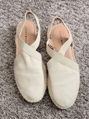 Lucky Brand Cream Canvas Espadrille Slingback Flats 7.5